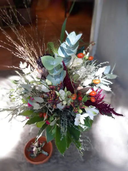 Boho Brautstrauß mit Anstecker
